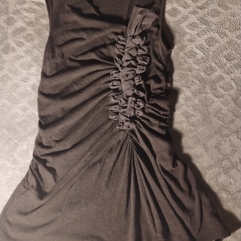 Elegant Black Ruched Blouse Size Large